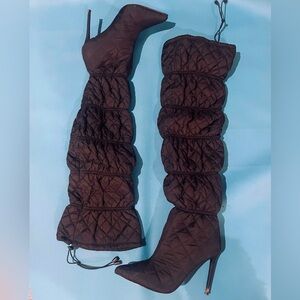 Quilted Black Over-the-Knee Boots